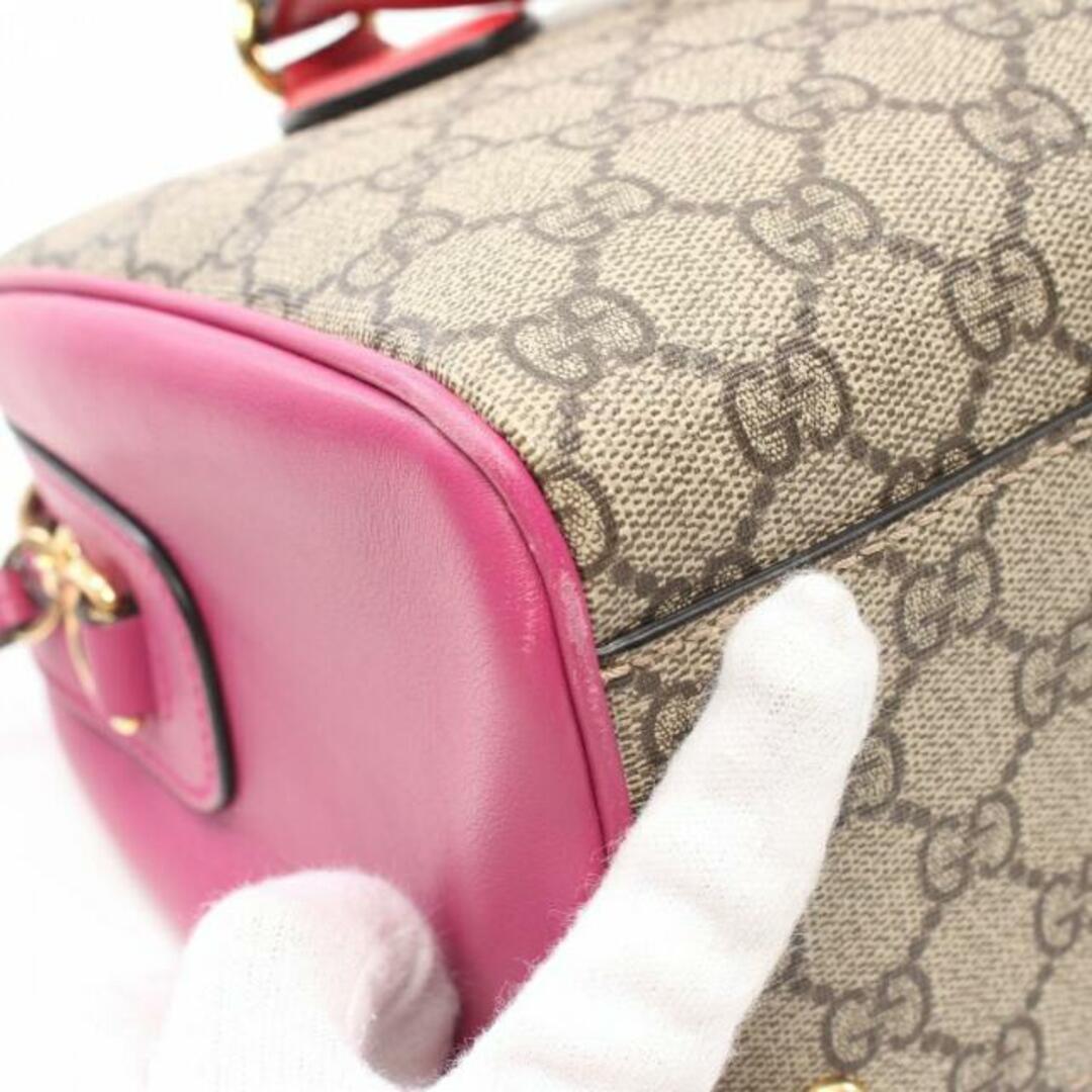 Gucci(グッチ)のGGスプリーム ハンドバッグ ミニボストンバッグ PVC レザー ベージュ ピンクパープル レッド レディースのバッグ(ハンドバッグ)の商品写真