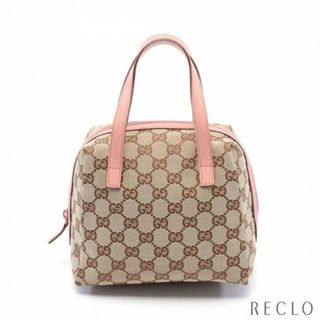 グッチ(Gucci)のGGキャンバス ハンドバッグ キャンバス レザー ベージュ ピンク(ハンドバッグ)