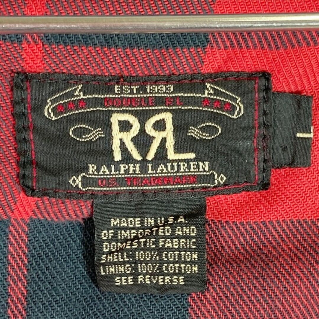 RRL(ダブルアールエル)の★RRL ダブルアールエル 三ツ星タグ USA製 デニムジャケット ライナーチェック インディゴ sizeL メンズのジャケット/アウター(レザージャケット)の商品写真