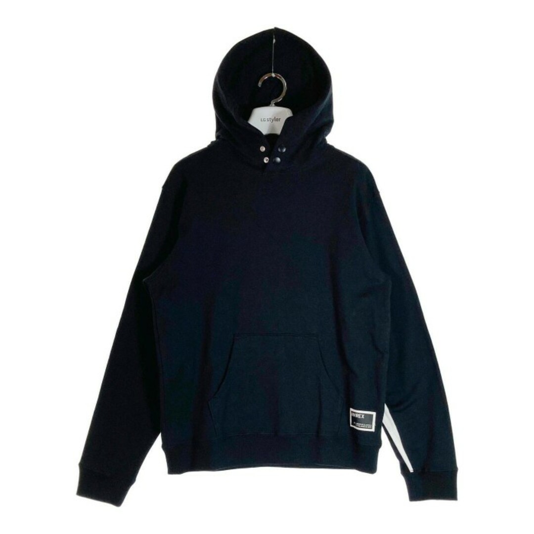 ★AVIREX アヴィレックス 6183514 パーカー Hooded Sweatshirt Hoodie インパクト スリーヴ プルオーバー スウェット ブラック sizeM