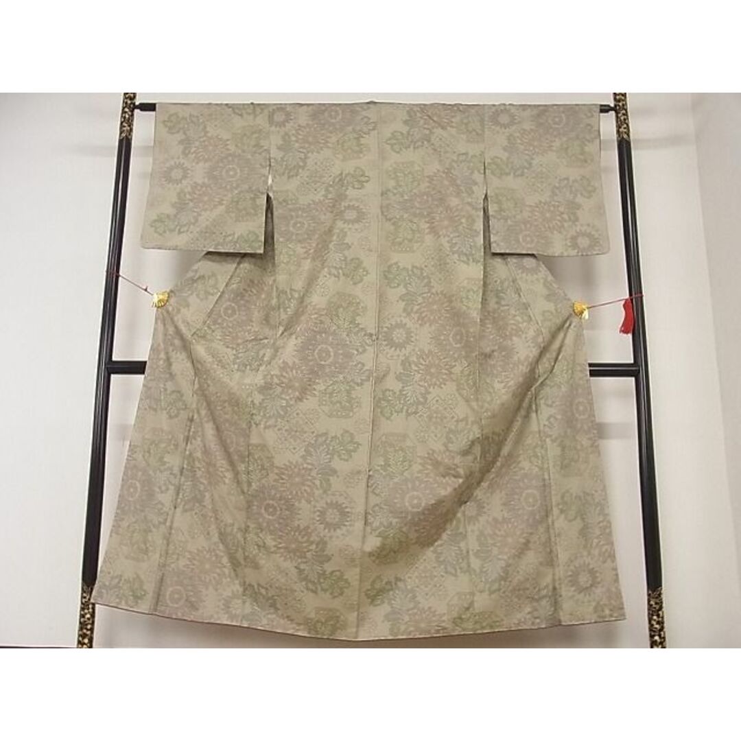 平和屋-こころ店■上質な紬 舞花文 着丈168cm 裄丈68cm 正絹 逸品 未使用 B-np8657