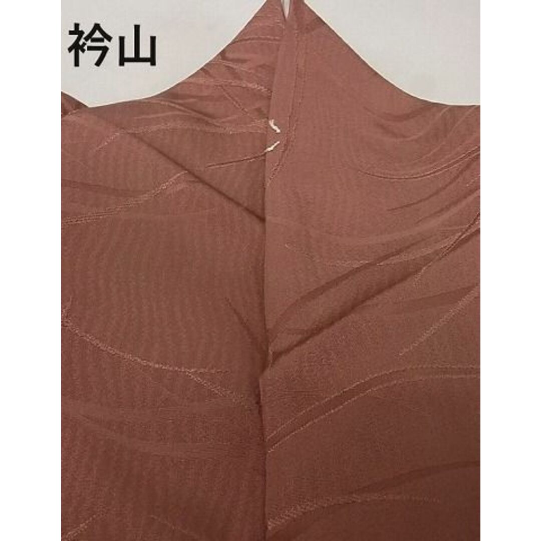 平和屋-こころ店■上質な色無地 草木地紋 蘇芳香色 着丈160.5cm 裄丈63.5cm 正絹 逸品 A-ms1624