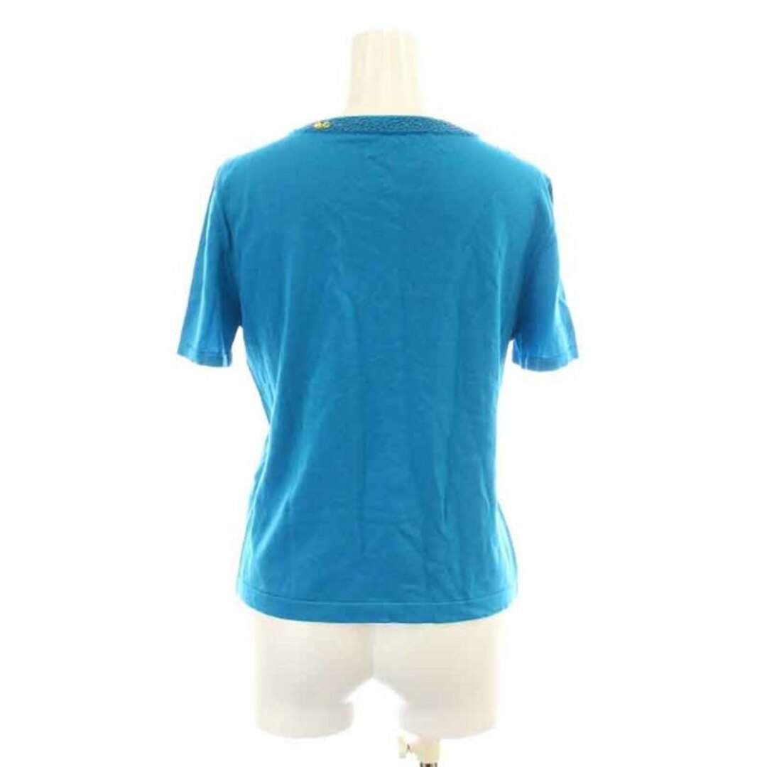 leilian(レリアン)のレリアン ニット カットソー 半袖 クルーネック ビジュー装飾 9 M 青 レディースのトップス(ニット/セーター)の商品写真