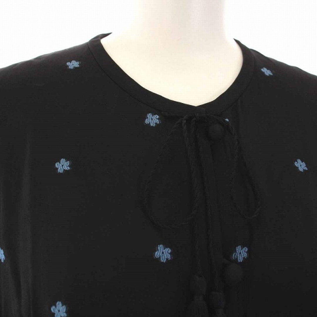 マメクロゴウチ ワンピース ドレス ロング 長袖 ジャガード 花柄刺繍 1 黒
