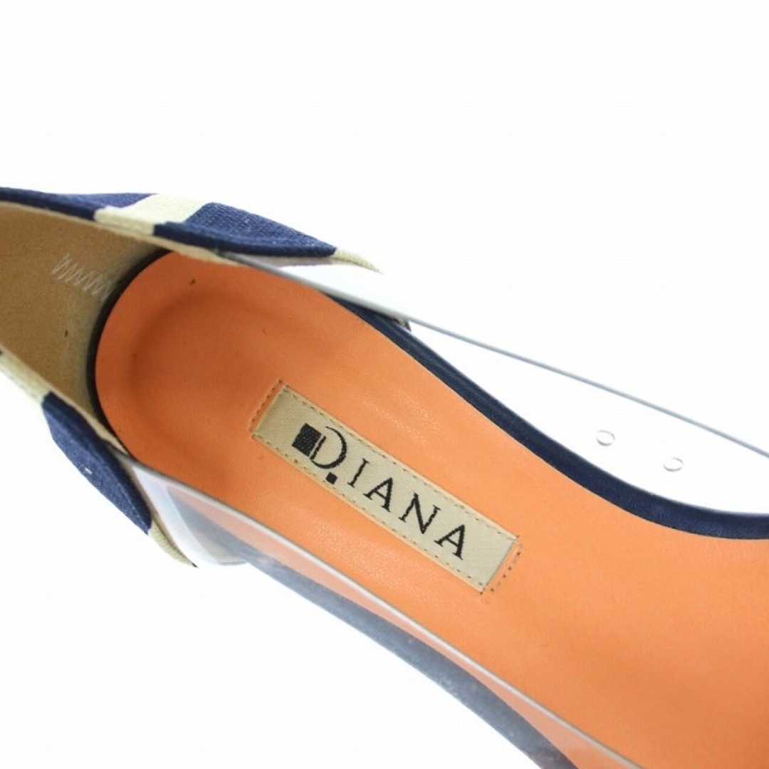 DIANA(ダイアナ)のダイアナ パンプス フラットシューズ ドット ストライプ 22.5cm 紺 レディースの靴/シューズ(ハイヒール/パンプス)の商品写真