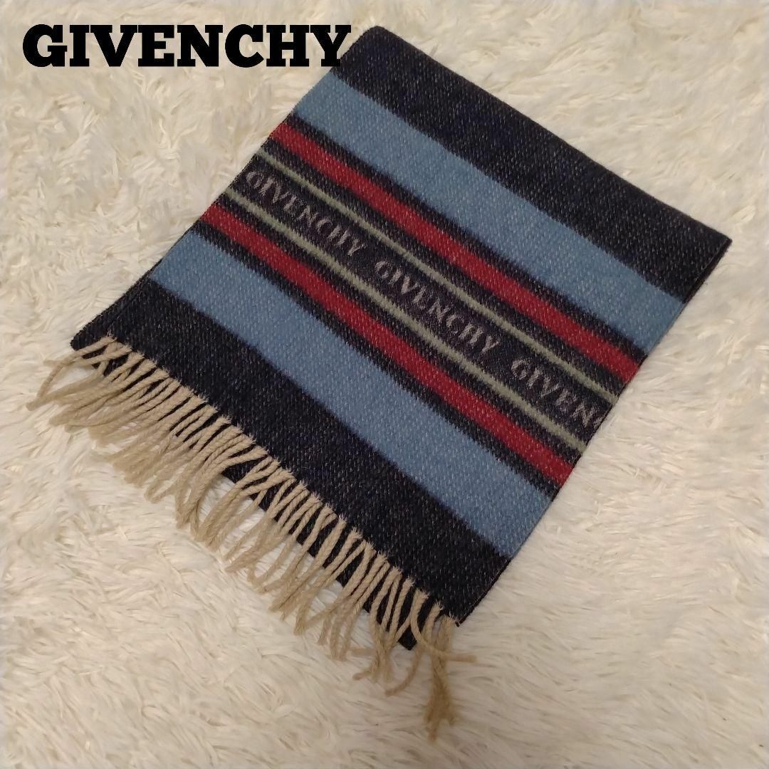 GIVENCHY - GIVENCHY カシミヤ混 マフラー ネイビーの通販 by
