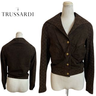 ブルゾンTRUSSARDI VINTAGE イタリア製 ロゴ スエードレザージャケット