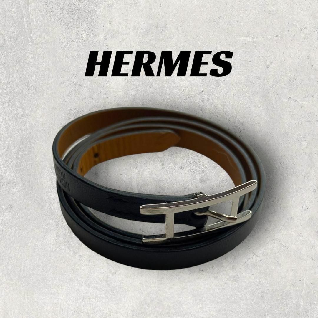 【美品】HERMES アピ３　ブラック　ブラック×ブラウン