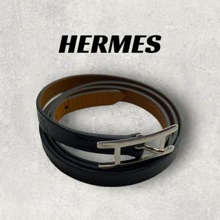 エルメス(Hermes)の【美品】HERMES アピ３　ブラック　ブラック×ブラウン　ブレスレッド.(ブレスレット/バングル)