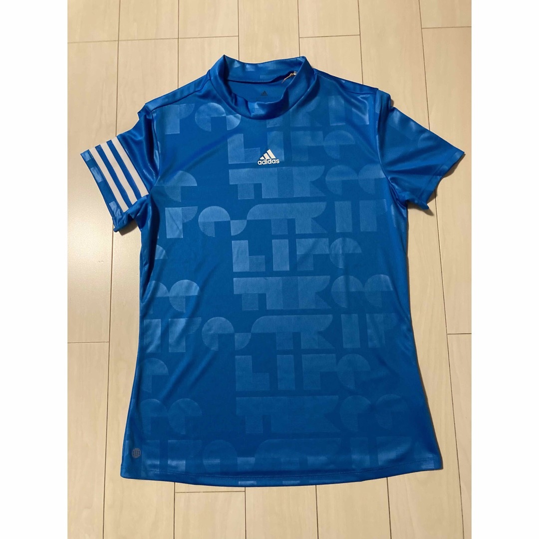 adidas - レディース 新品未使用 アディダス ゴルフ 半袖モックネック ... 【未使用】パーリーゲイツ 半袖シャツ 青×白 ストライプ サイズ3