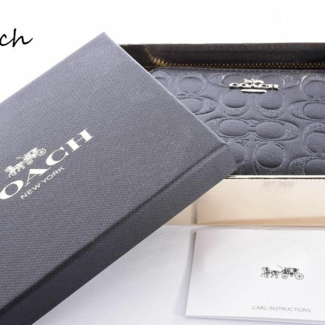 COACH(コーチ)のコーチ 新品♡折財布 シグネチャー C ラメ コンパクト 高級 銀 黒 箱入 レディースのファッション小物(財布)の商品写真