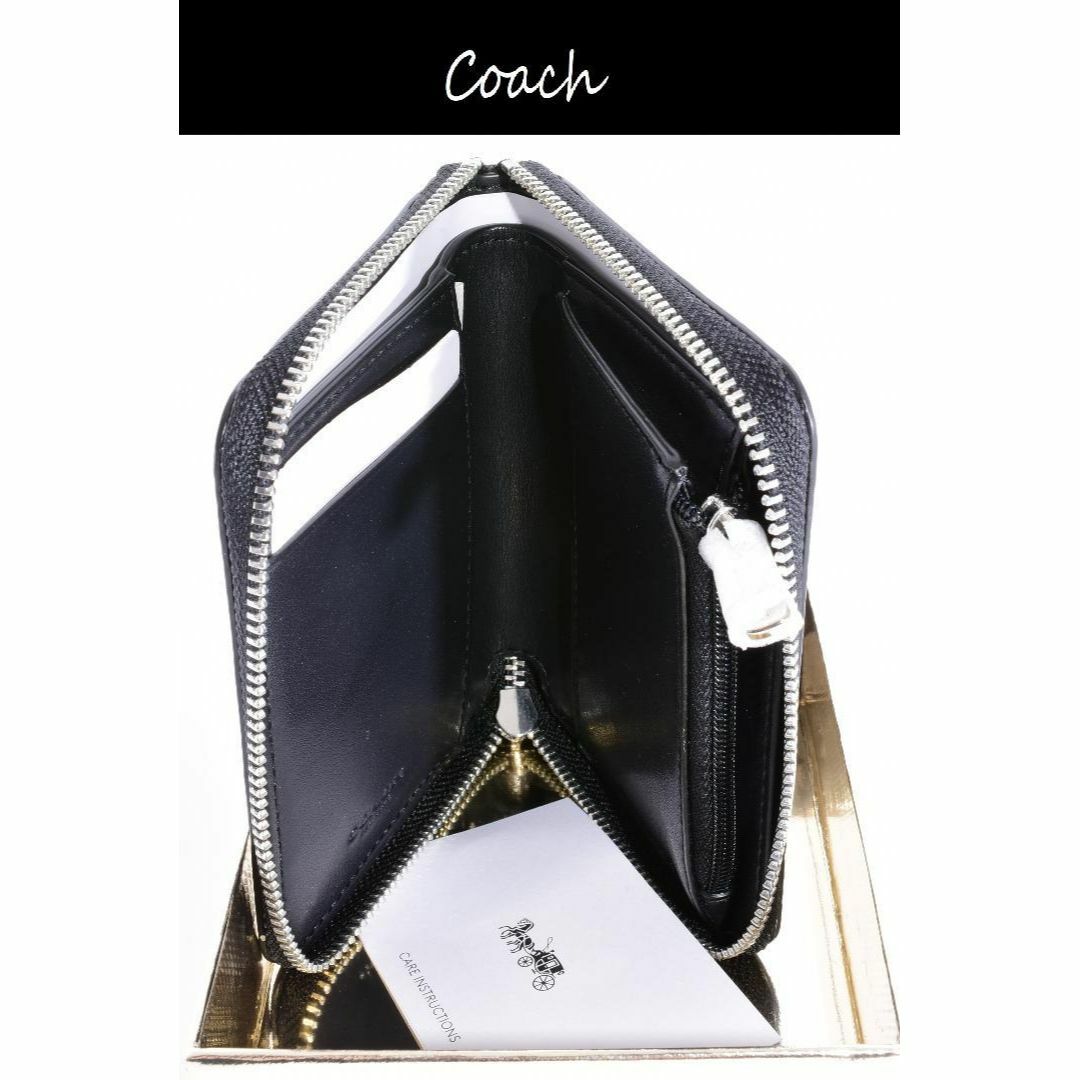 COACH(コーチ)のコーチ 新品♡折財布 シグネチャー C ラメ コンパクト 高級 銀 黒 箱入 レディースのファッション小物(財布)の商品写真