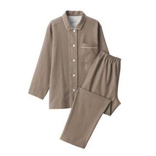 ムジルシリョウヒン(MUJI (無印良品))の●新品●  無印良品 脇に縫い目のないフランネルパジャマ／Ｌ／ブラウン(パジャマ)