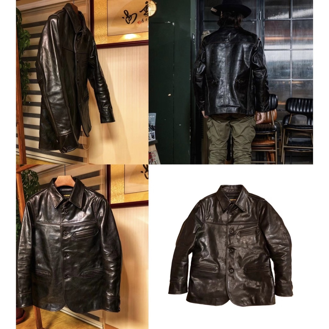 レザーカーコート 茶芯ホースハイド 馬革 レザージャケット 3XL レザーカーコート 茶芯ホースハイド 馬革 レザージャケット 3XL