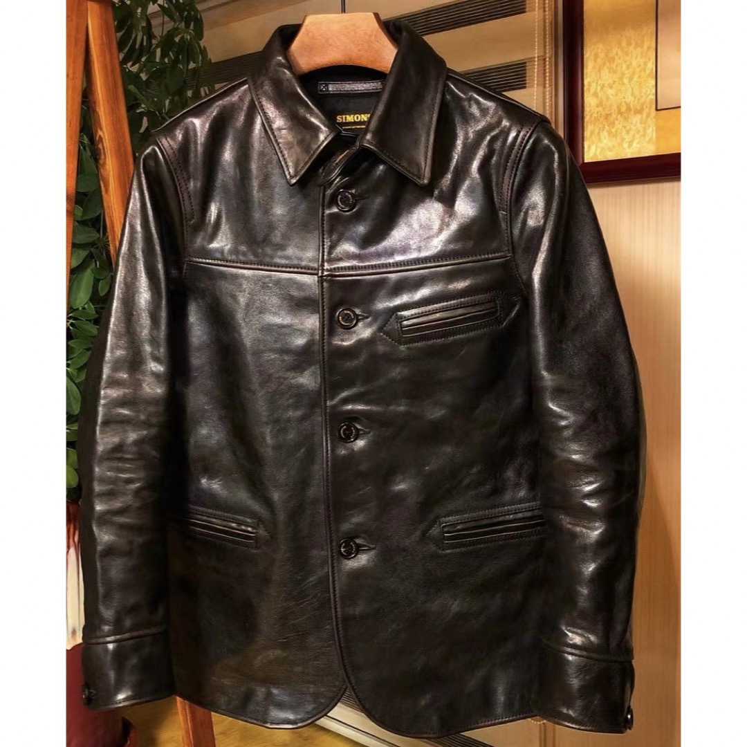 レザーカーコート 茶芯ホースハイド 馬革 レザージャケット 3XL レザーカーコート 茶芯ホースハイド 馬革 レザージャケット 3XL