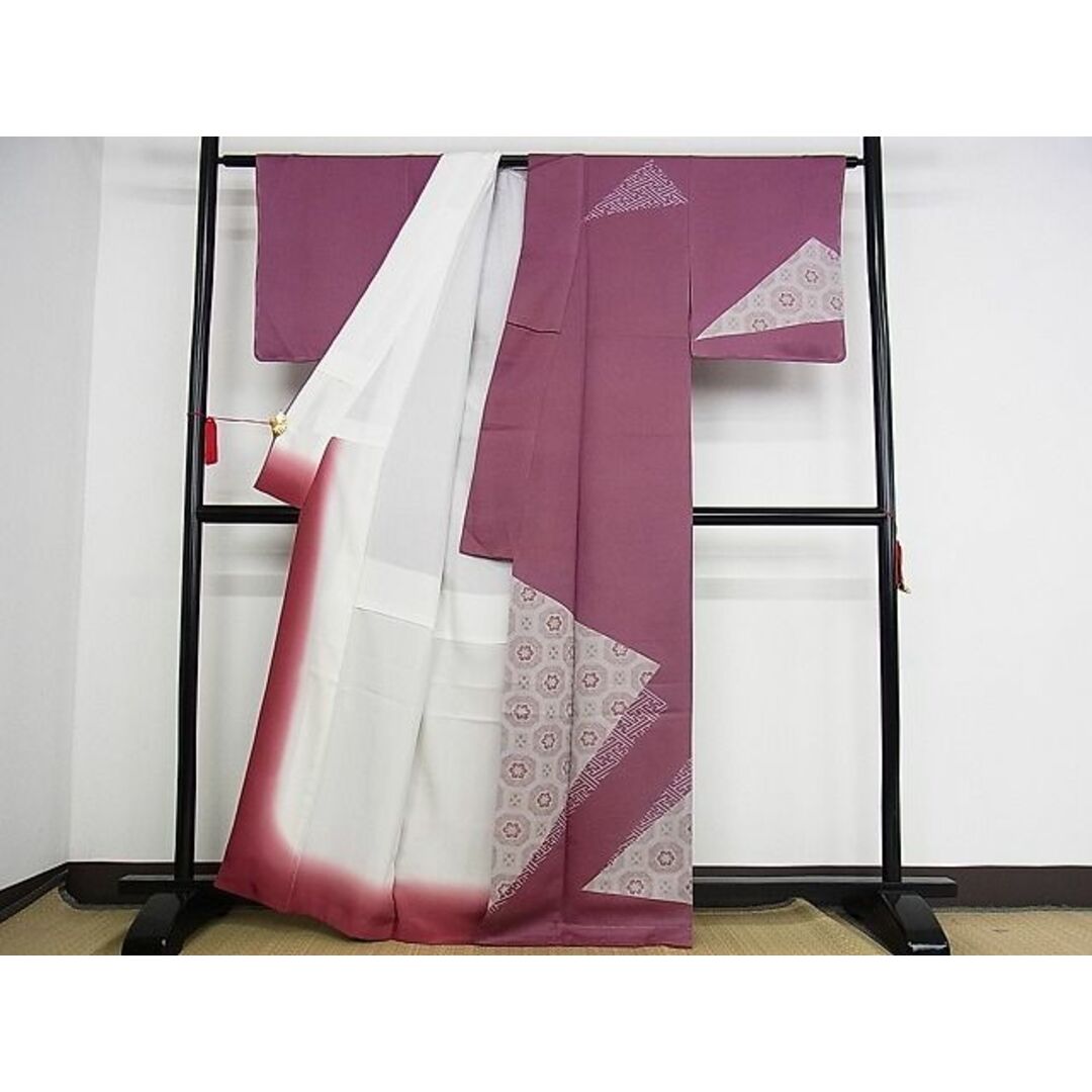 平和屋-こころ店■訪問着　花亀甲文　着丈163cm　裄丈63cm　正絹　逸品　B-np8305