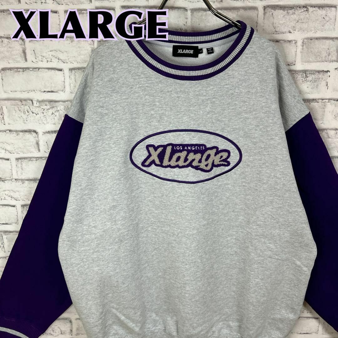 XLARGE エクストララージ スウェット リンガー センターロゴ 刺繍 パイル60㎝袖丈