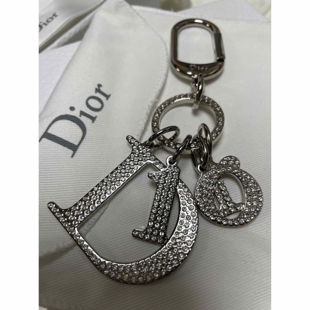 DIOR ディオール ロゴ チャーム キーリング キーホルダー ラインストーン-