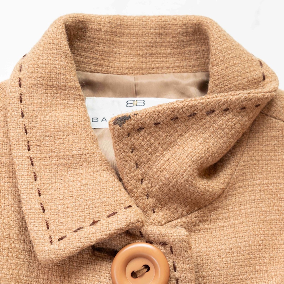 【BALENCIAGA】ロングコート ステッチ アルパカ混 ツイード Lサイズ