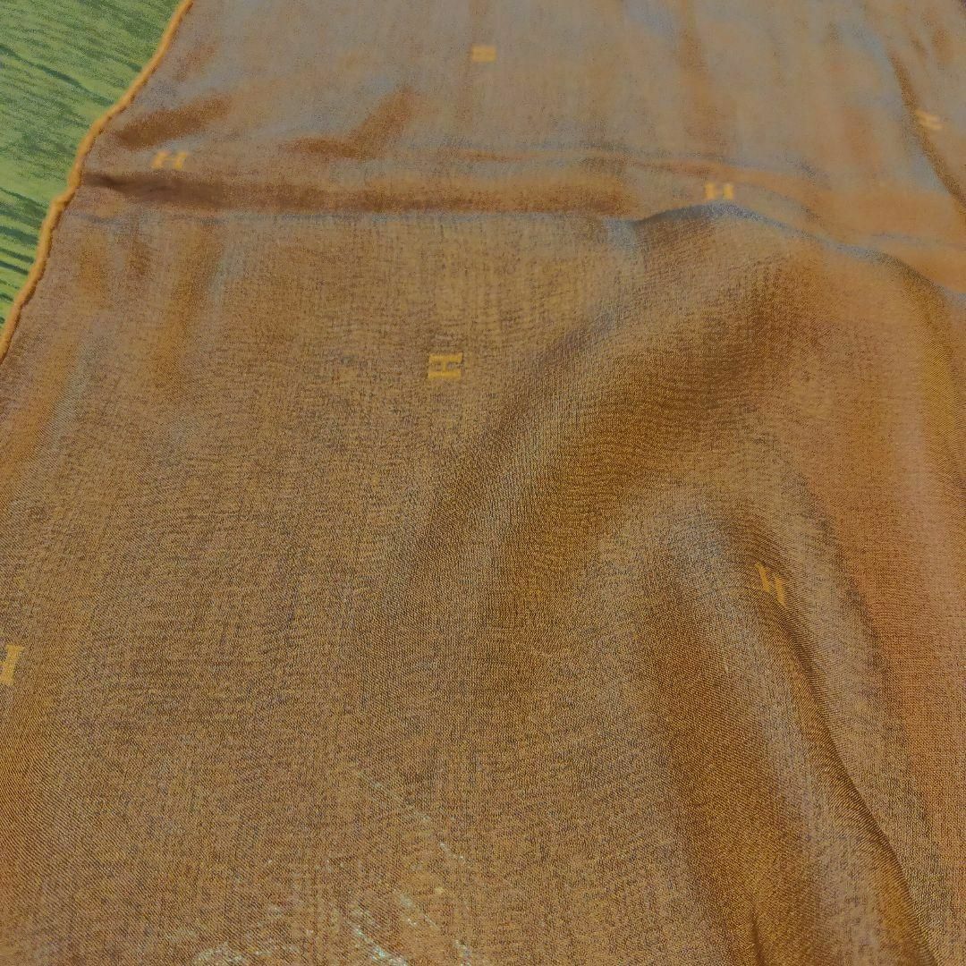 1734超美品　エルメス　スカーフ　最高級シルク100　Hロゴ　薄手　大判