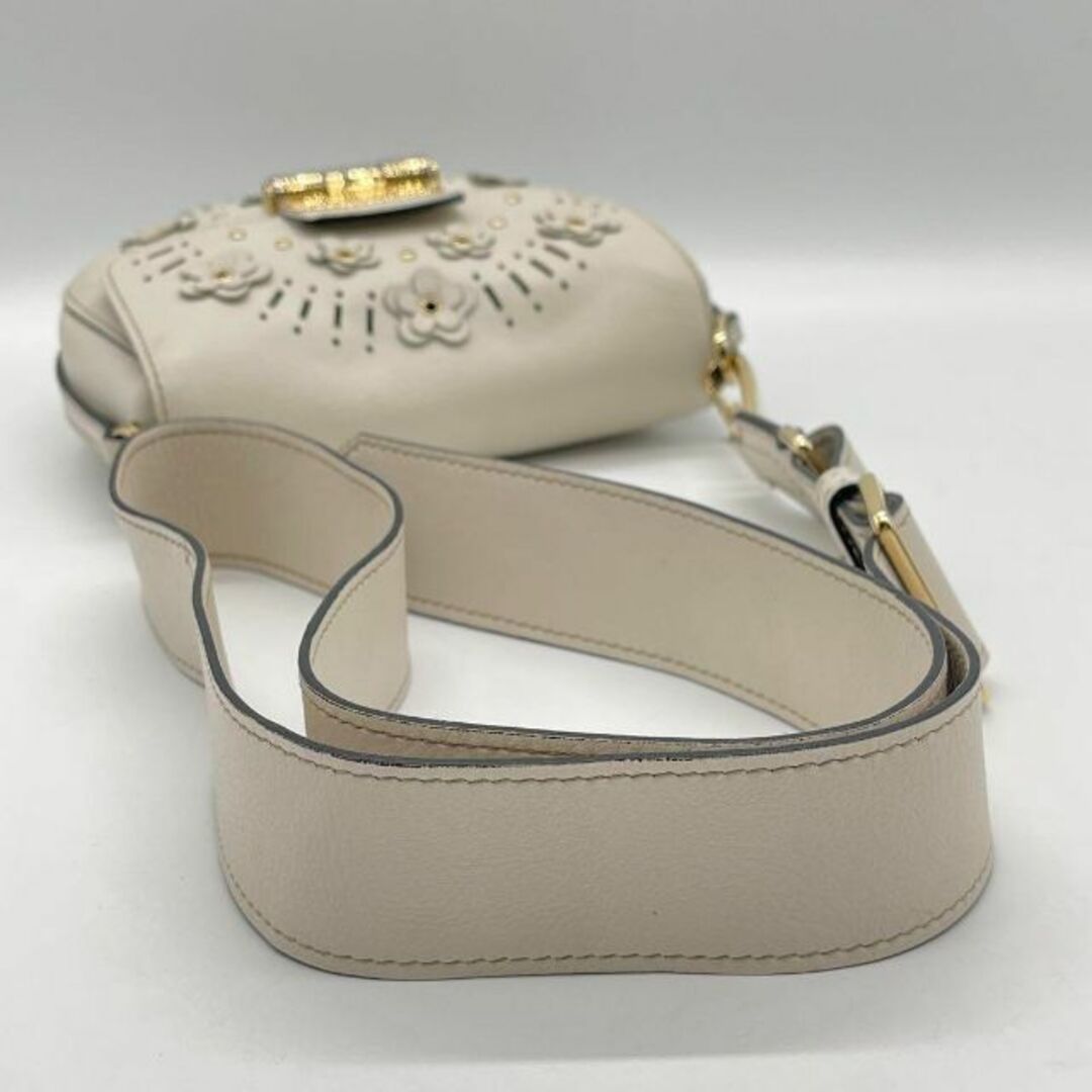 FURLA フルラ クラブミニ レザー ショルダーバッグ フラワーモチーフ
