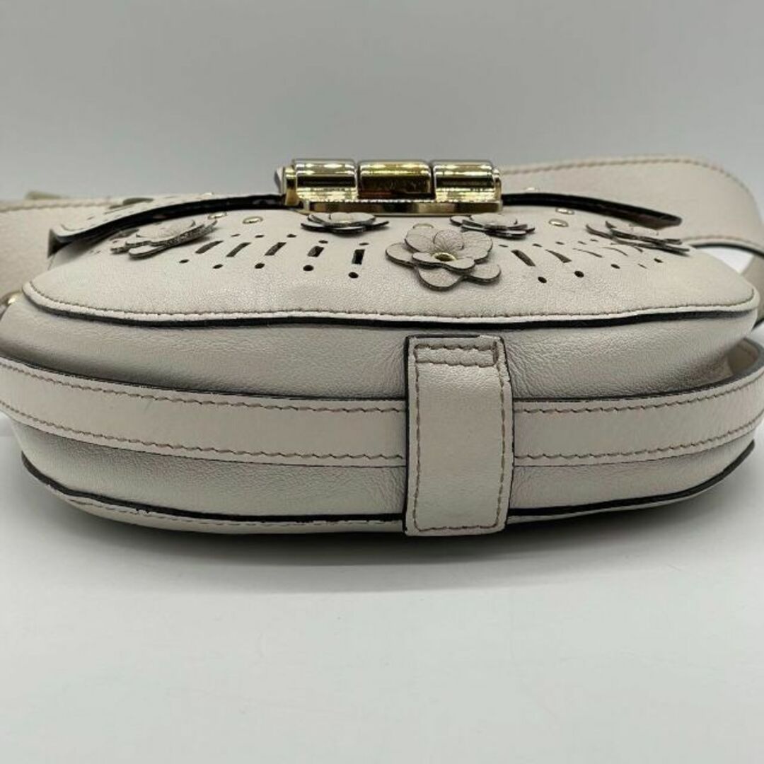 FURLA フルラ クラブミニ レザー ショルダーバッグ フラワーモチーフ