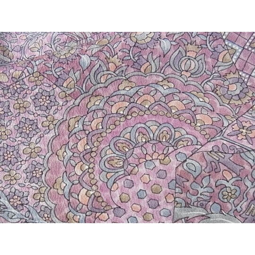 平和屋-こころ店■上質な小紋 切嵌更紗花文 反端付き 着丈158.5cm 裄丈64.5cm 正絹 逸品 A-bw4712