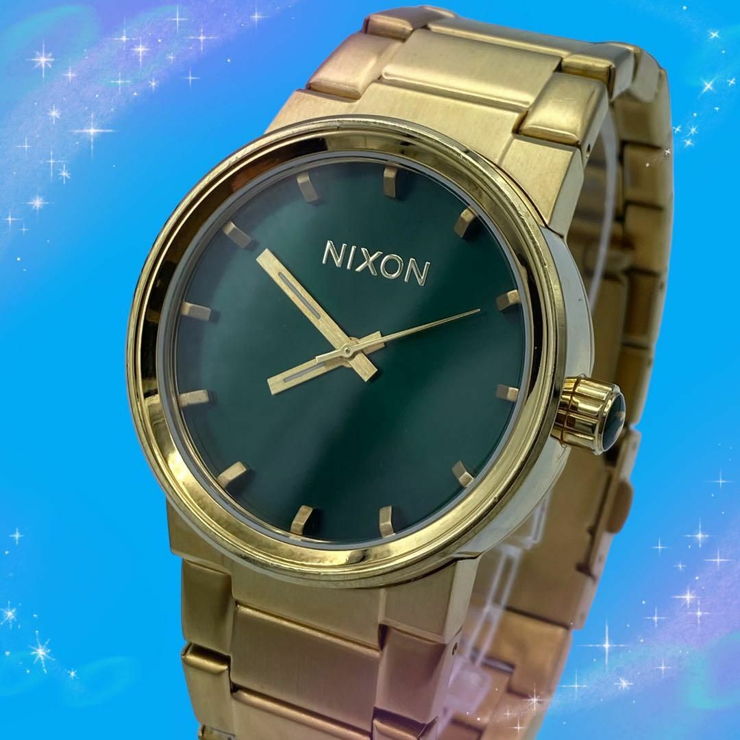 NIXON - 《美品 稼動品》 ニクソン 防水 メンズ腕時計 グリーン文字盤