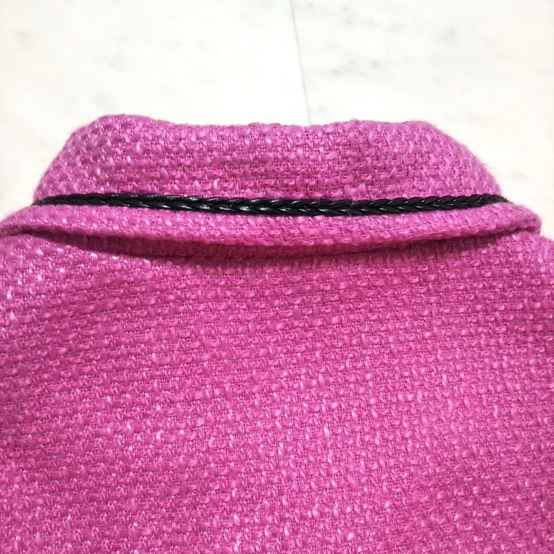 新品 ジャケット ツイード ピンク ショート アウター コート ブルゾン