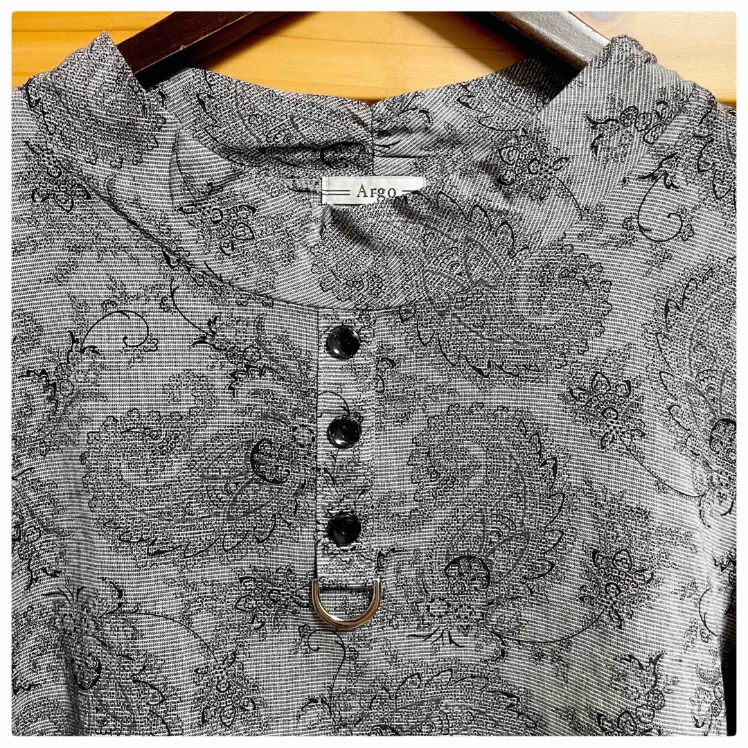 Argo チュニックカットソー 袖口フレア プルオーバーポタニカル グレー系 F レディースのトップス(チュニック)の商品写真