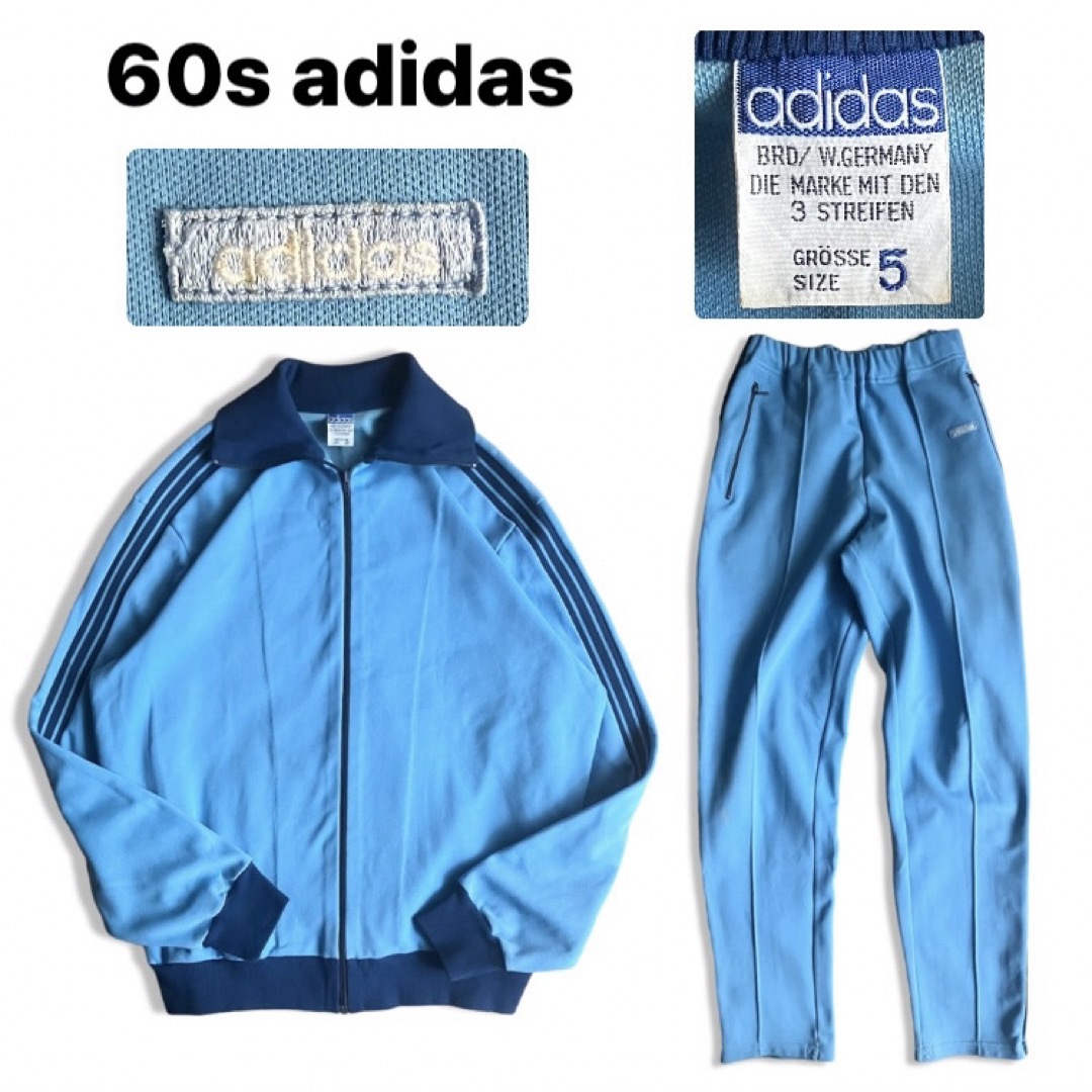 60s adidas セットアップ 西ドイツ製 ブルー デサント社 ノーマーク | フリマアプリ ラクマ