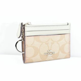 コーチ(COACH)のコーチ 新品♡コイン＆パスケース 名刺・カード入 キーリング付 ペールグリーン♪(名刺入れ/定期入れ)