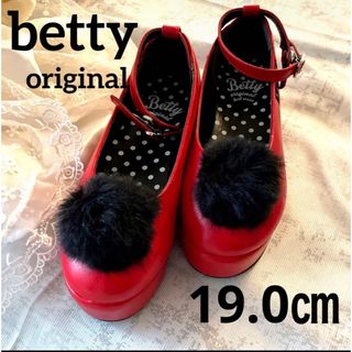 【美品】betty original ローズレッドフォーマルシューズ　19㎝(フォーマルシューズ)