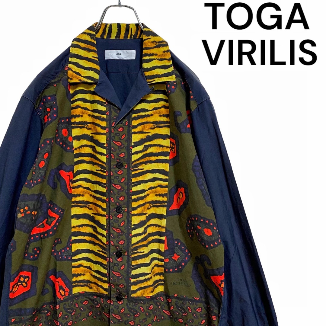 TOGA VIRILIS(トーガビリリース)の【廃盤】トーガ ペイズリー タイガー柄 開襟シャツ メンズ 46 シャツ 長袖 メンズのトップス(シャツ)の商品写真