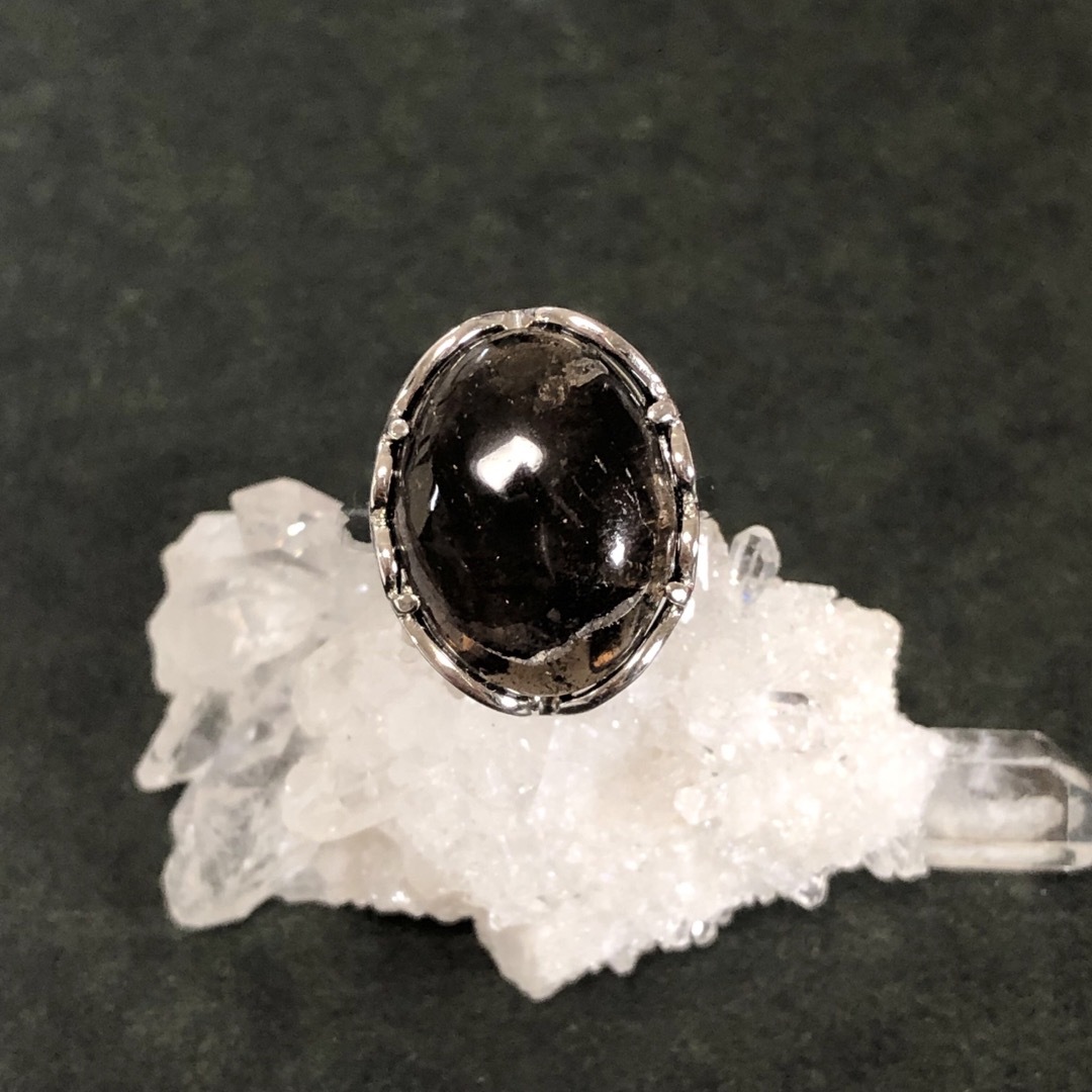 c様 黒平産 黒水晶 リング 14号 レディースのアクセサリー(リング(指輪))の商品写真