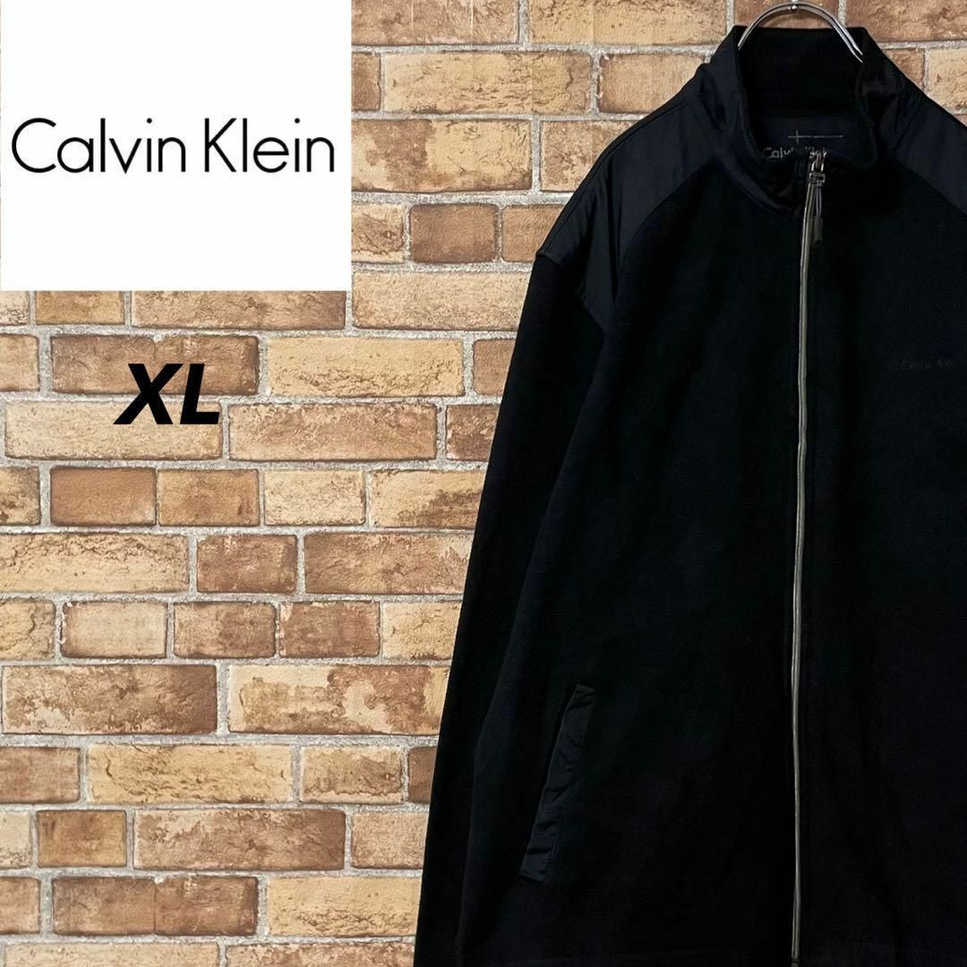 カルバンクライン　フリースジャケット　刺繍ロゴ　黒　ブラック　ジップアップ　XL