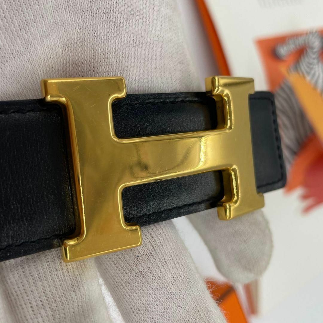 HERMES エルメス Hベルト　□A刻印　２ ベルト ブラック　ブラウン