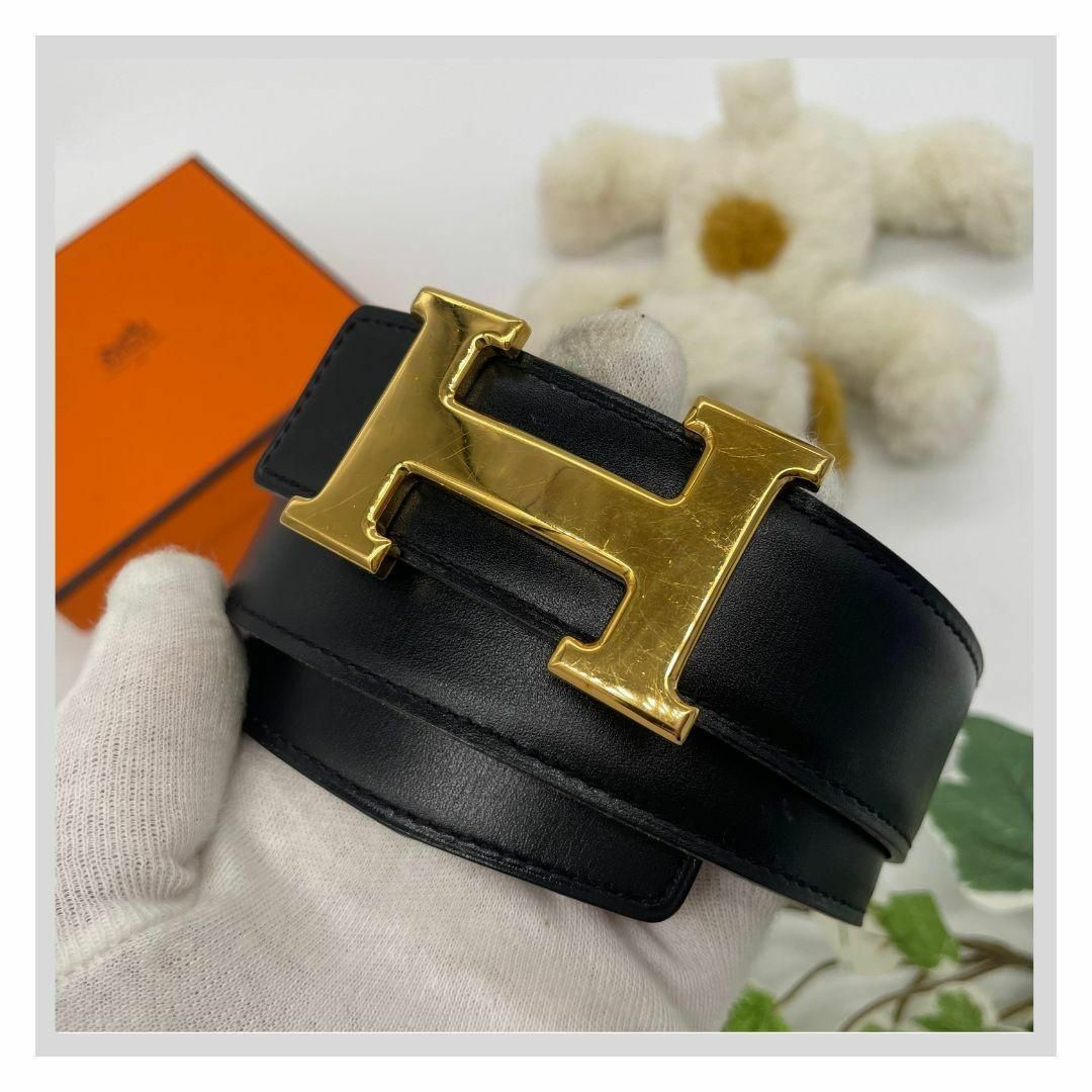 HERMES エルメス Hベルト　□A刻印　１ ベルト ブラック　ブラウン | フリマアプリ ラクマ