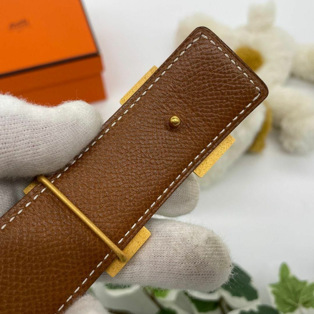 HERMES エルメス Hベルト　□A刻印　１ ベルト ブラック　ブラウン