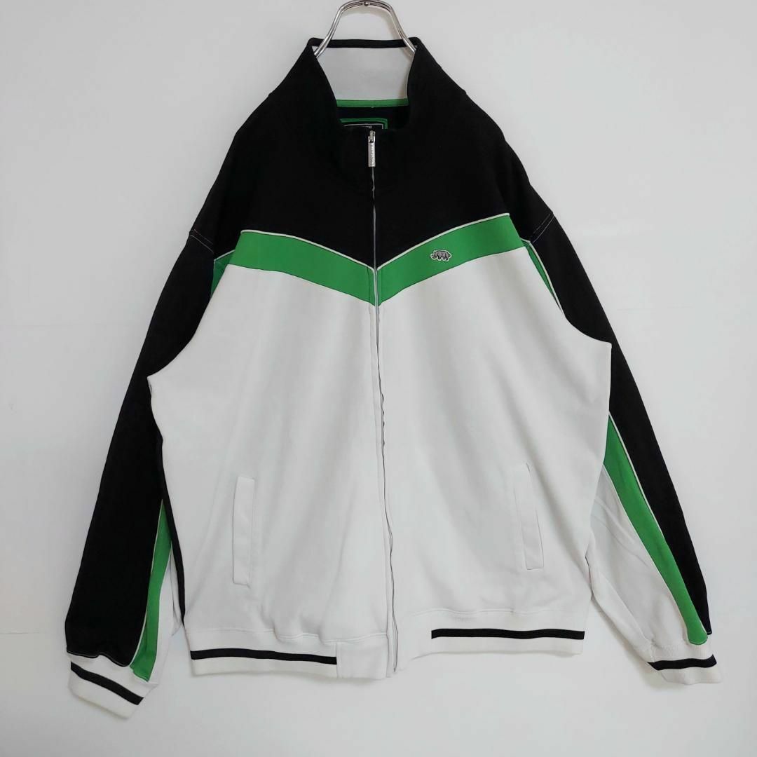 エコーアンリミテッド トラックジャケット 配色 ロゴ刺繍 XL 白 黒 緑