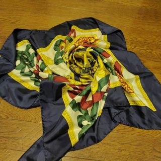 1752超美品 ロンシャン スカーフ 最高級シルク100 ホースマーク 楽器柄