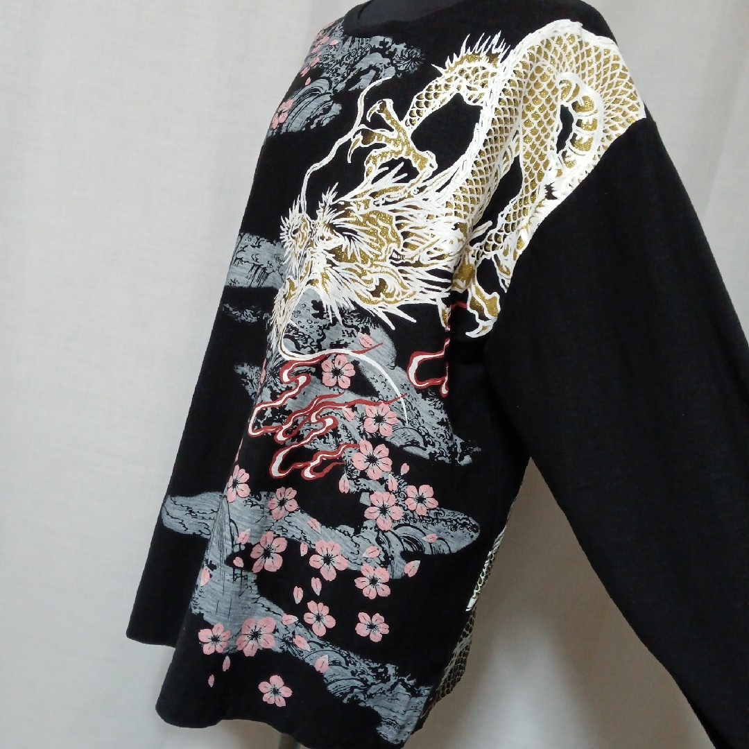 美品 2L〜3L DURANTE ロンT 龍 ドラゴン 桜 和柄 トップス メンズのトップス(Tシャツ/カットソー(七分/長袖))の商品写真