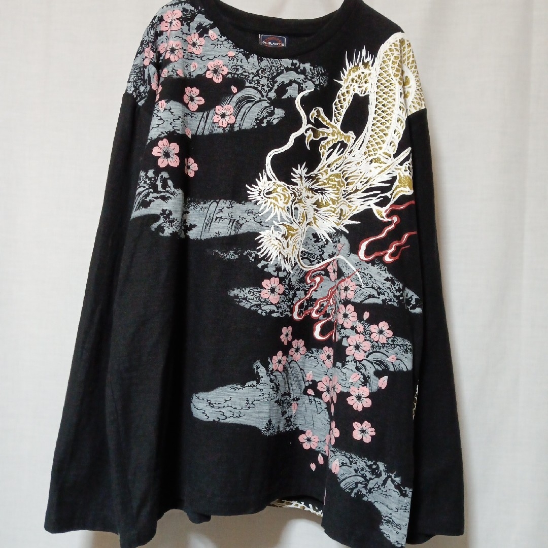 美品 2L〜3L DURANTE ロンT 龍 ドラゴン 桜 和柄 トップス メンズのトップス(Tシャツ/カットソー(七分/長袖))の商品写真