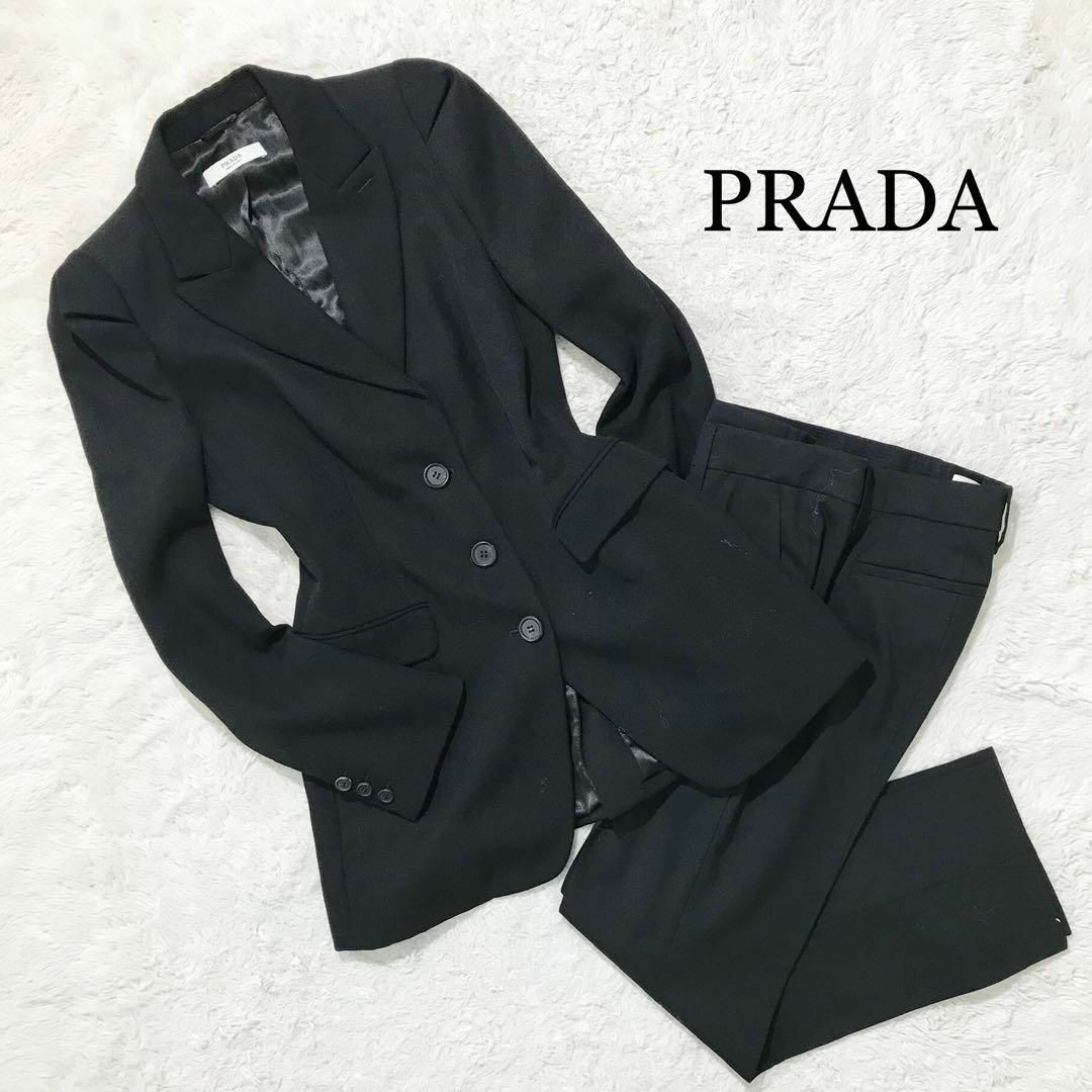 PRADA プラダ　スーツ　セットアップ　黒　ウール　50R　伊製