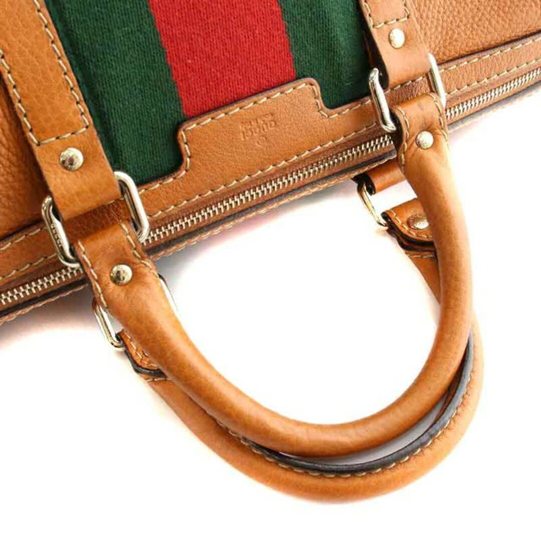 Gucci - グッチ シェリーライン ボストンバッグ ハンドバッグ 茶 緑 赤