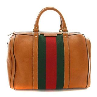 グッチ(Gucci)のグッチ シェリーライン ボストンバッグ ハンドバッグ 茶 緑 赤 247205(ボストンバッグ)