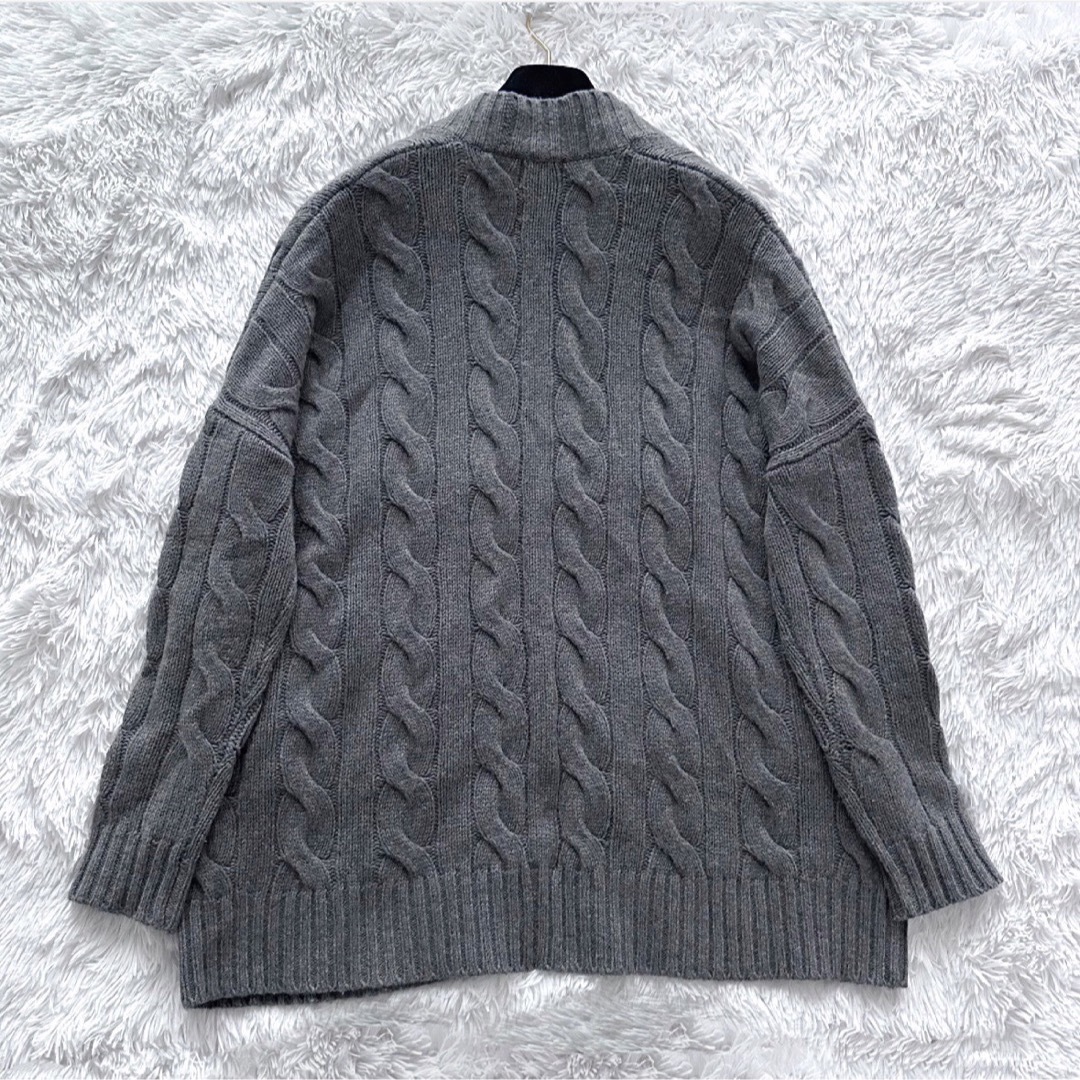 ポロラルフローレン 厚手 カシミヤ混 ケーブル編み カーディガン グレー