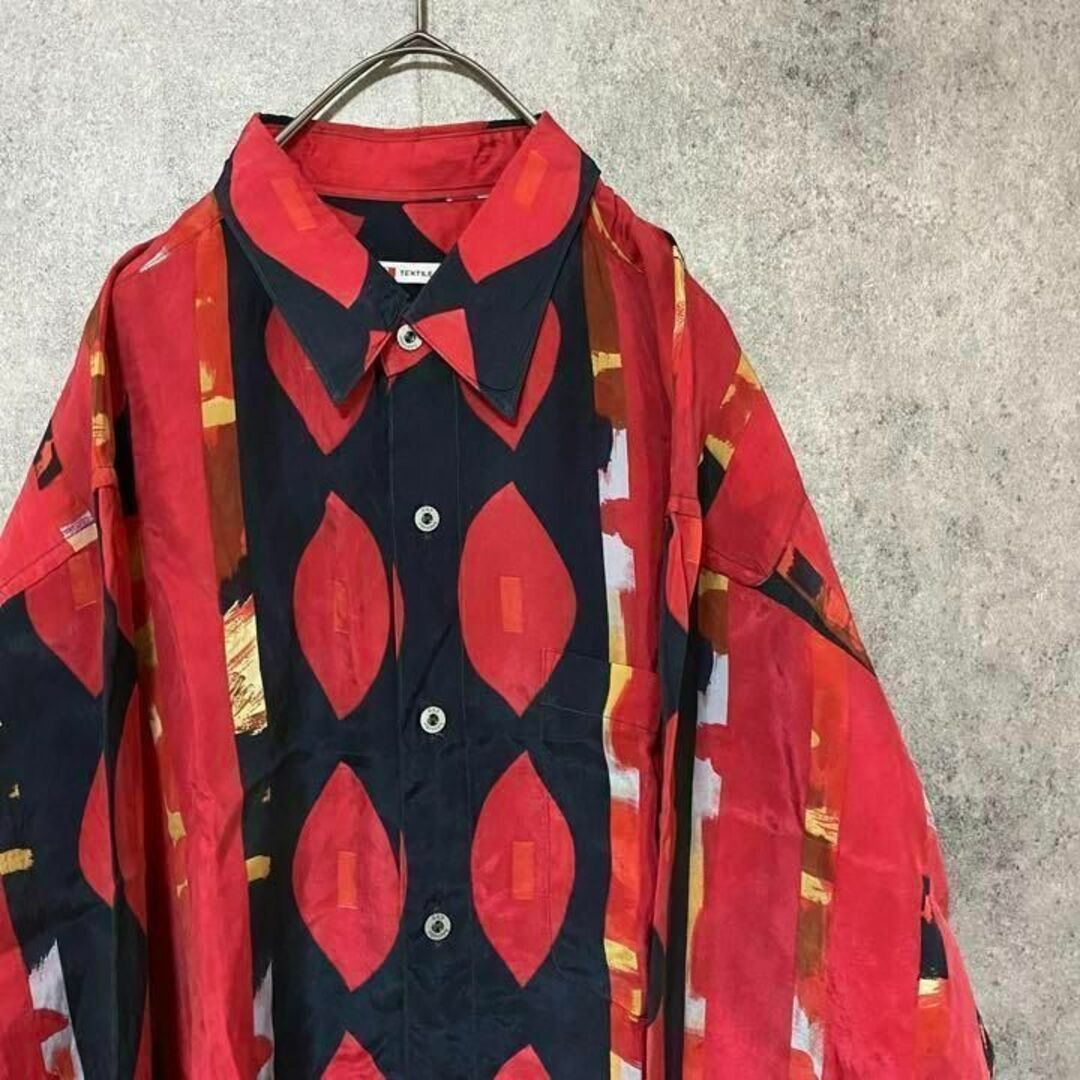 90s vintage 長袖　柄シャツ　イタリア製　メンズ　M 　A7