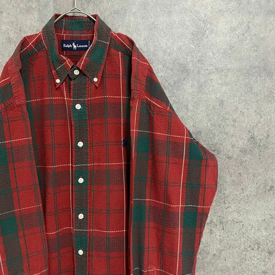 90s ラルフローレン 長袖 チェックシャツ メンズL ワンポイント 古着 | フリマアプリ ラクマ