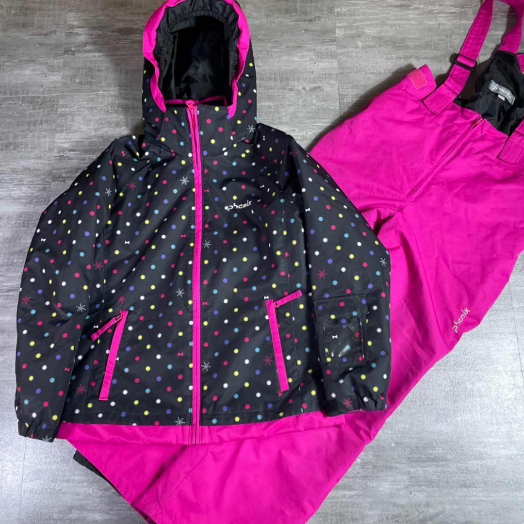 美品 フェニックス 黒ピンク 女の子 160cm 総柄 スキーウェア 上下セット | フリマアプリ ラクマ